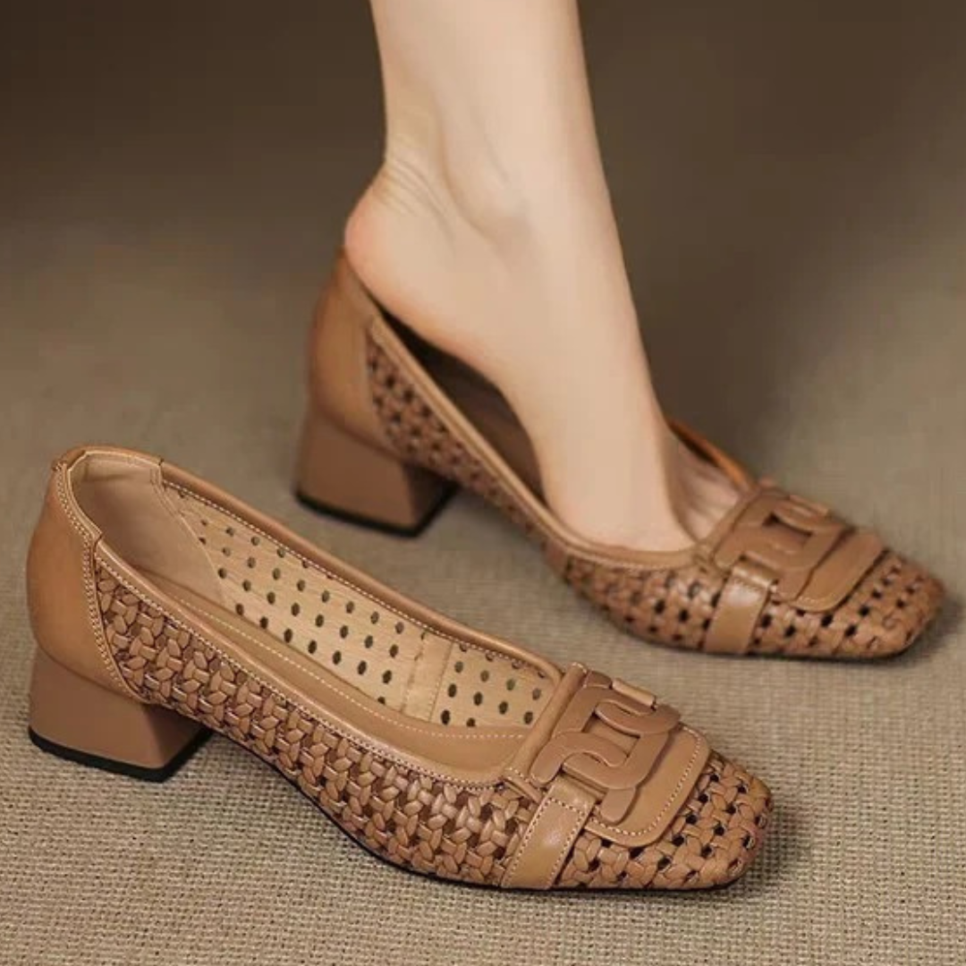 Paula® – Sapatos Ortopédicos em Pele com Ponta Quadrada ⏐ Edição Premium