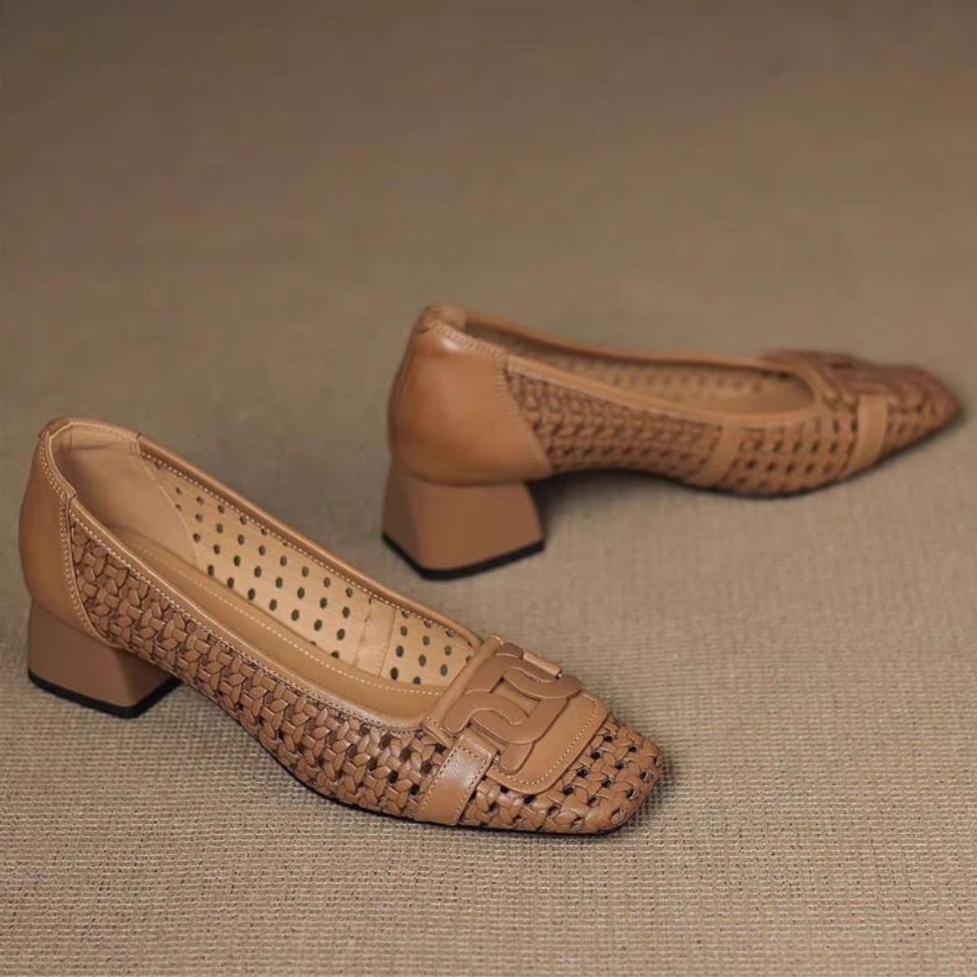 Paula® – Sapatos Ortopédicos em Pele com Ponta Quadrada ⏐ Edição Premium